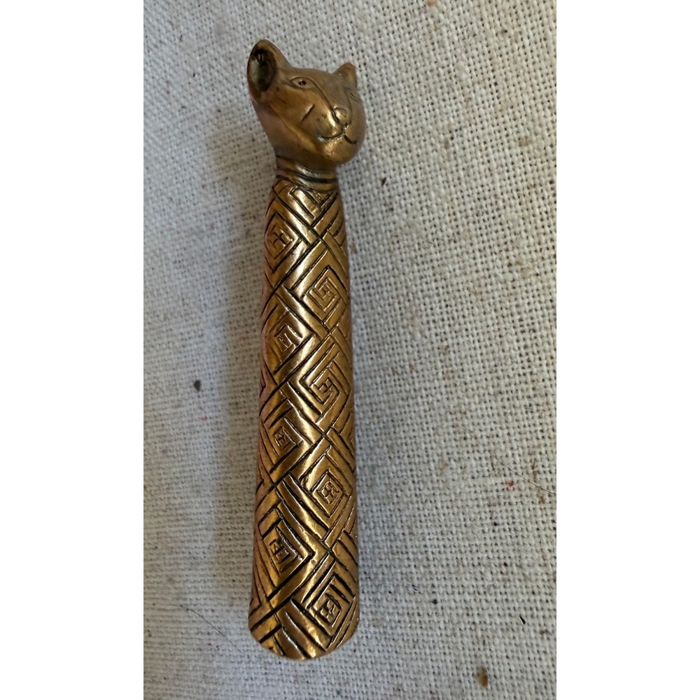 VTG‎ Egyptian mummy Cat Brooch Geometric  gold plated Smithsonian